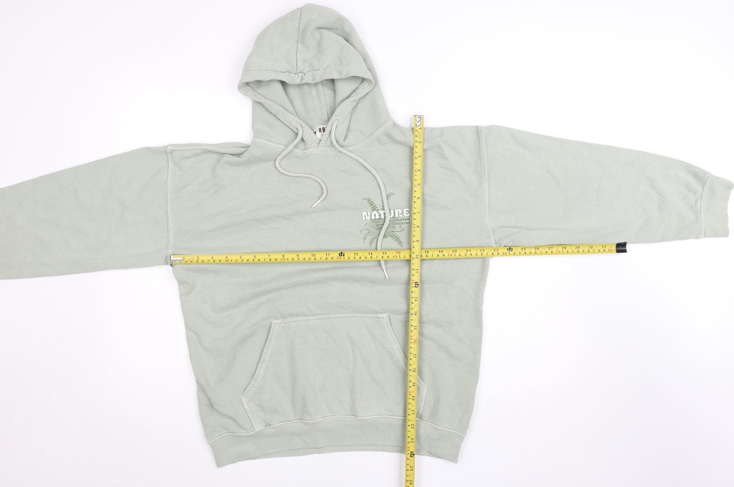 Hoxton Chic Men's Green Pullover Hoodie Size S Nature Graphic Fleece