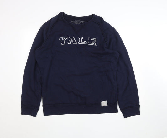 Retro Brand Mens Blue Yale Pullover Sweatshirt Size L Vintage