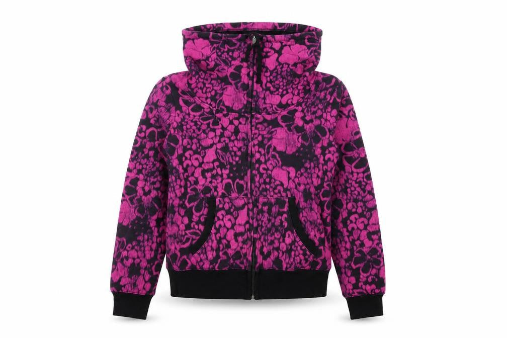 Marks & Spencer Womens Black Pink Floral Fleece Track Jacket UK 12