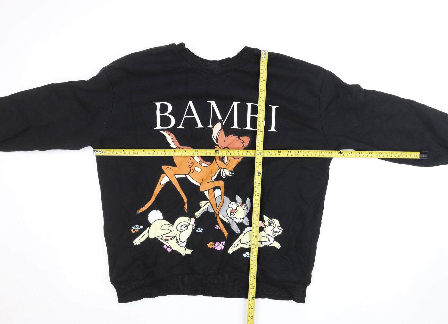 Disney at George Black Bambi Sweatshirt Women L Pullover Cotton Blend