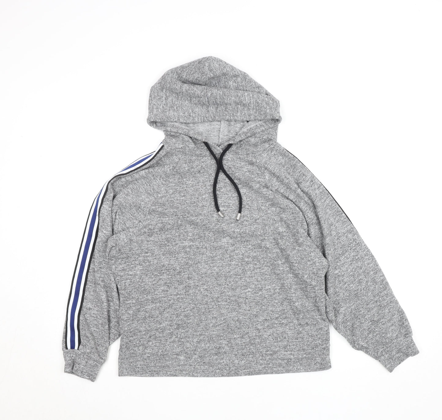 F&F Women Grey Hooded Pullover Sweatshirt UK 12 Drawstring Casual