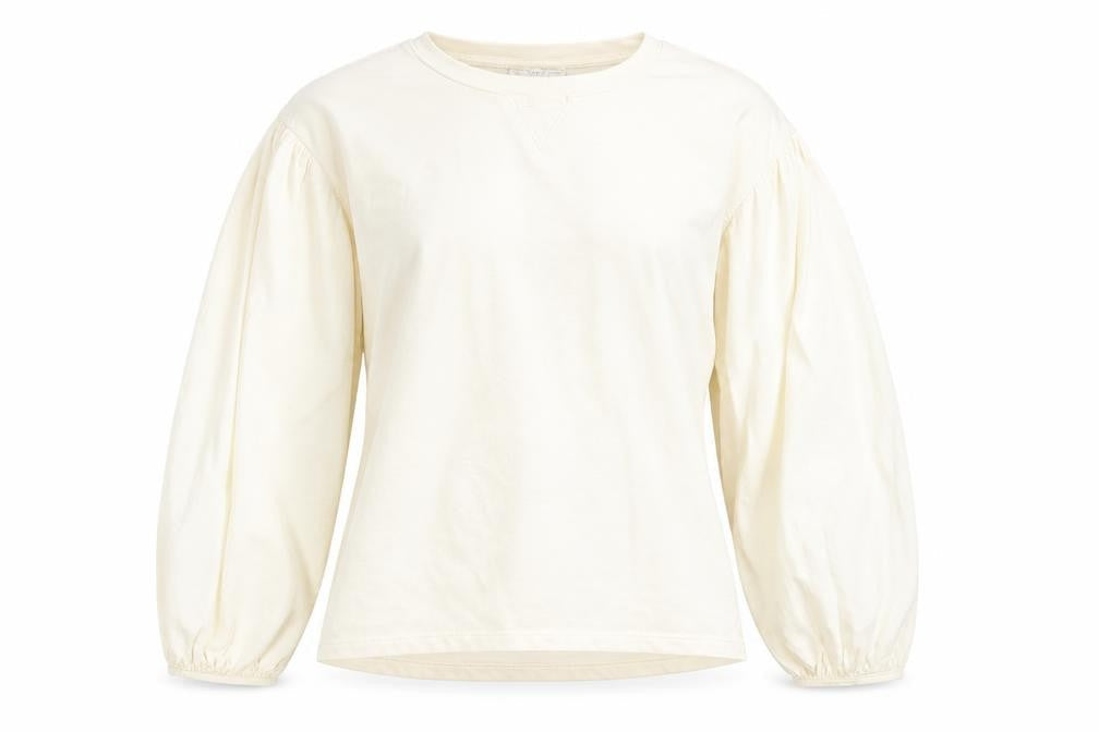 Zara Home Women Ivory Cotton Pullover Sweatshirt M Relaxed Fit