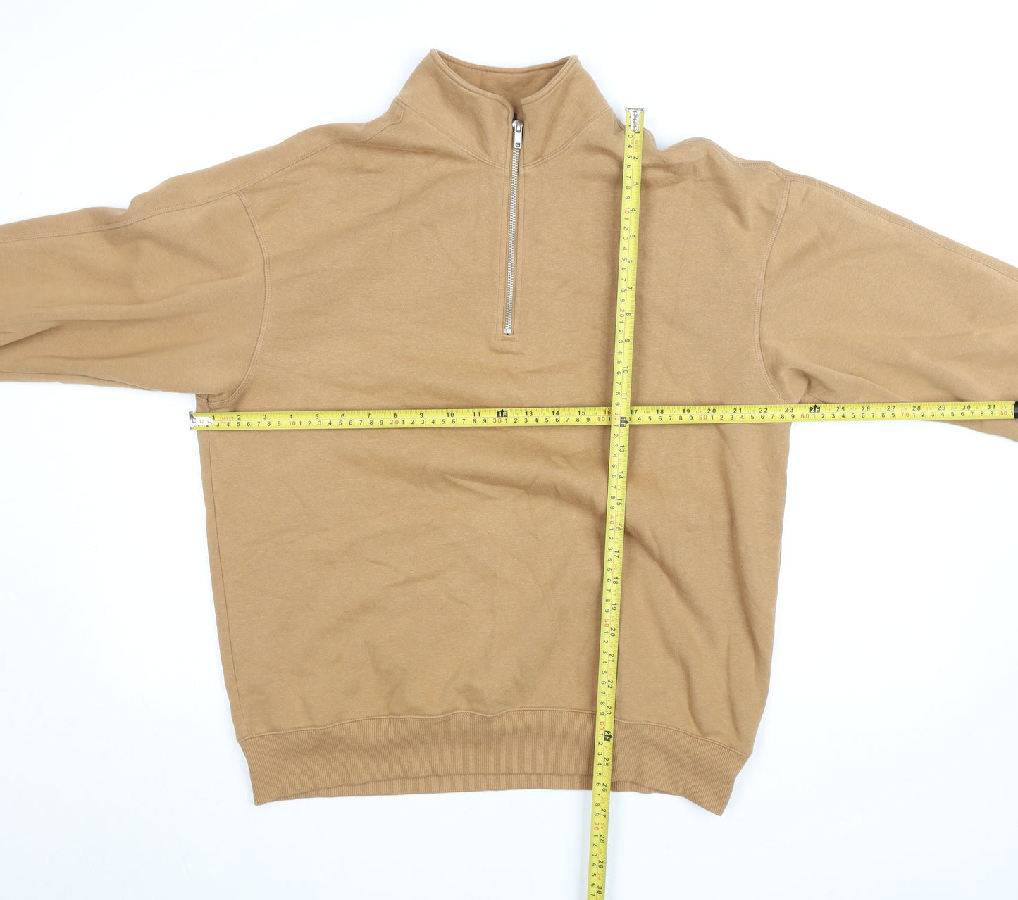 H&M Men’s Beige Relaxed Fit 1/2 Zip Fleece Sweatshirt M