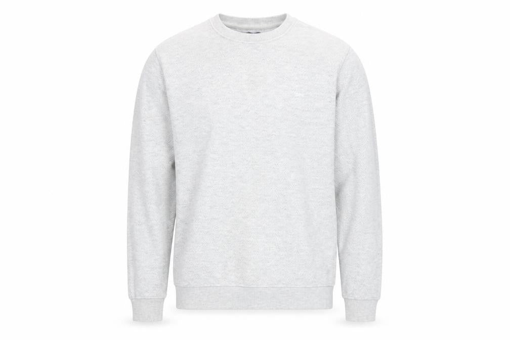 Front view of Easy Men's Grey Small Pullover Crew Neck Sweatshirt