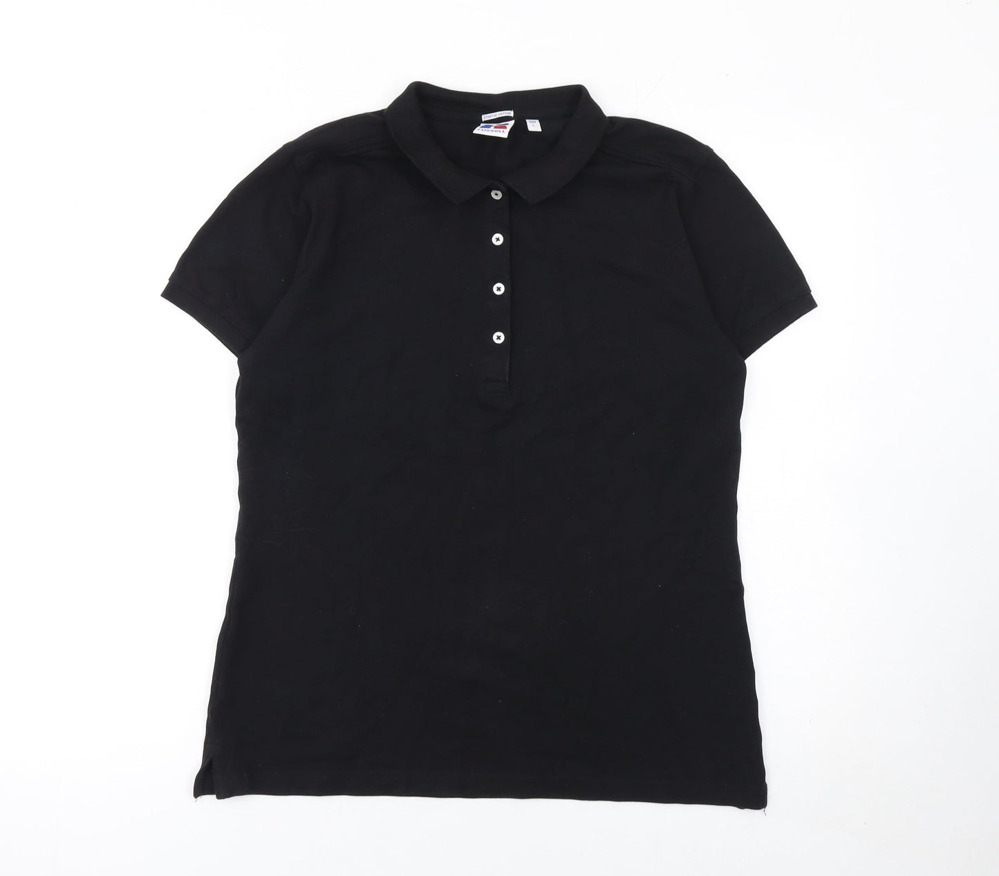 Russell Men's Black Stretch Cotton Polo Shirt Size L Classic Fit
