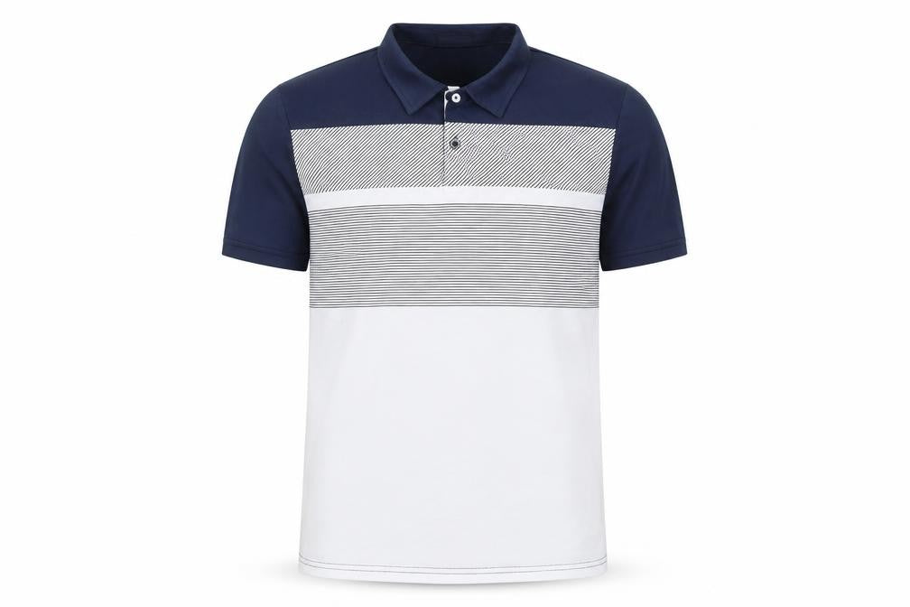 Manfinity Men's Blue Striped Short Sleeve Polo Shirt Size S