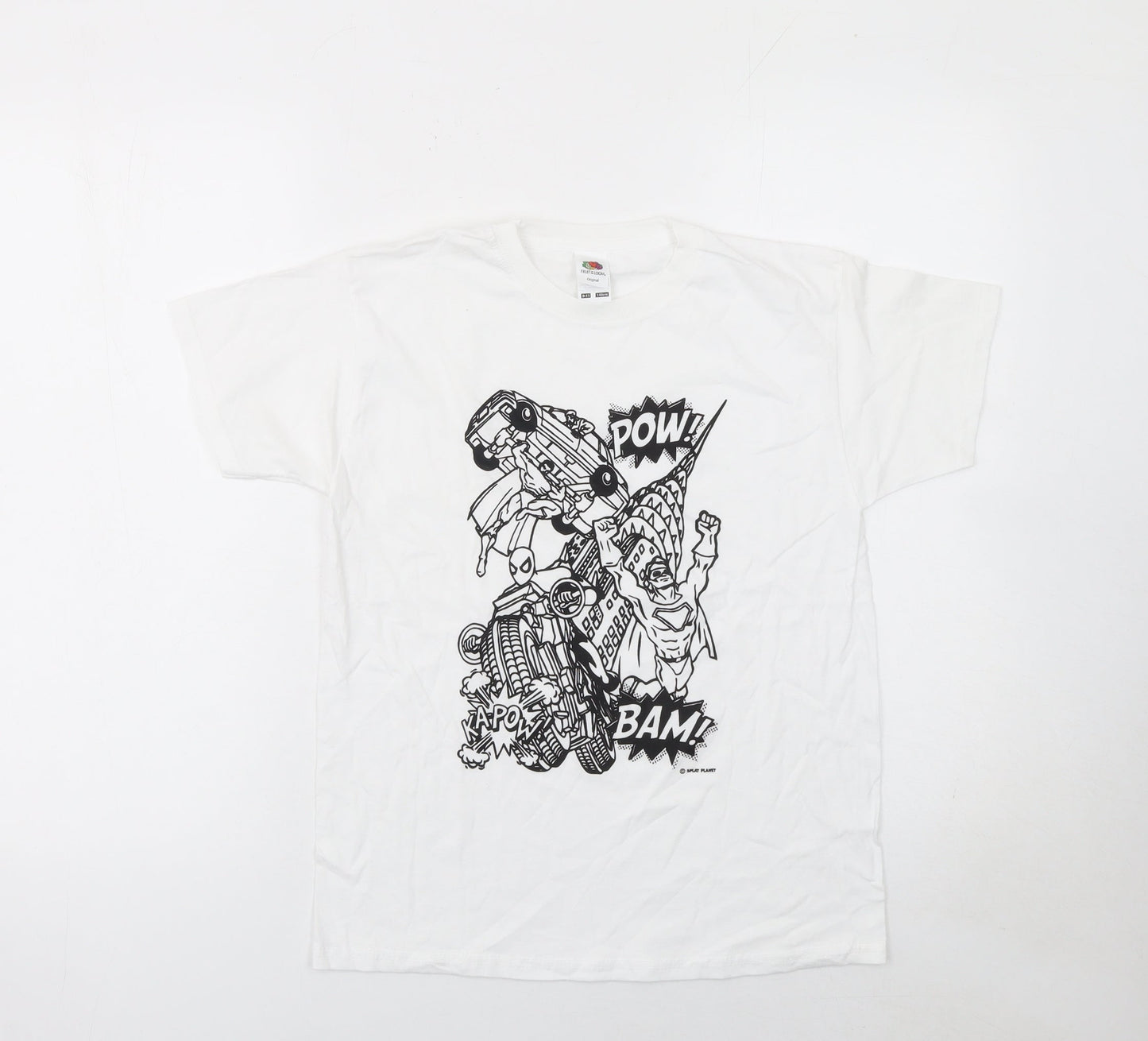 Fruit of the Loom Boys White Comic Print Superhero T-Shirt 10 Years