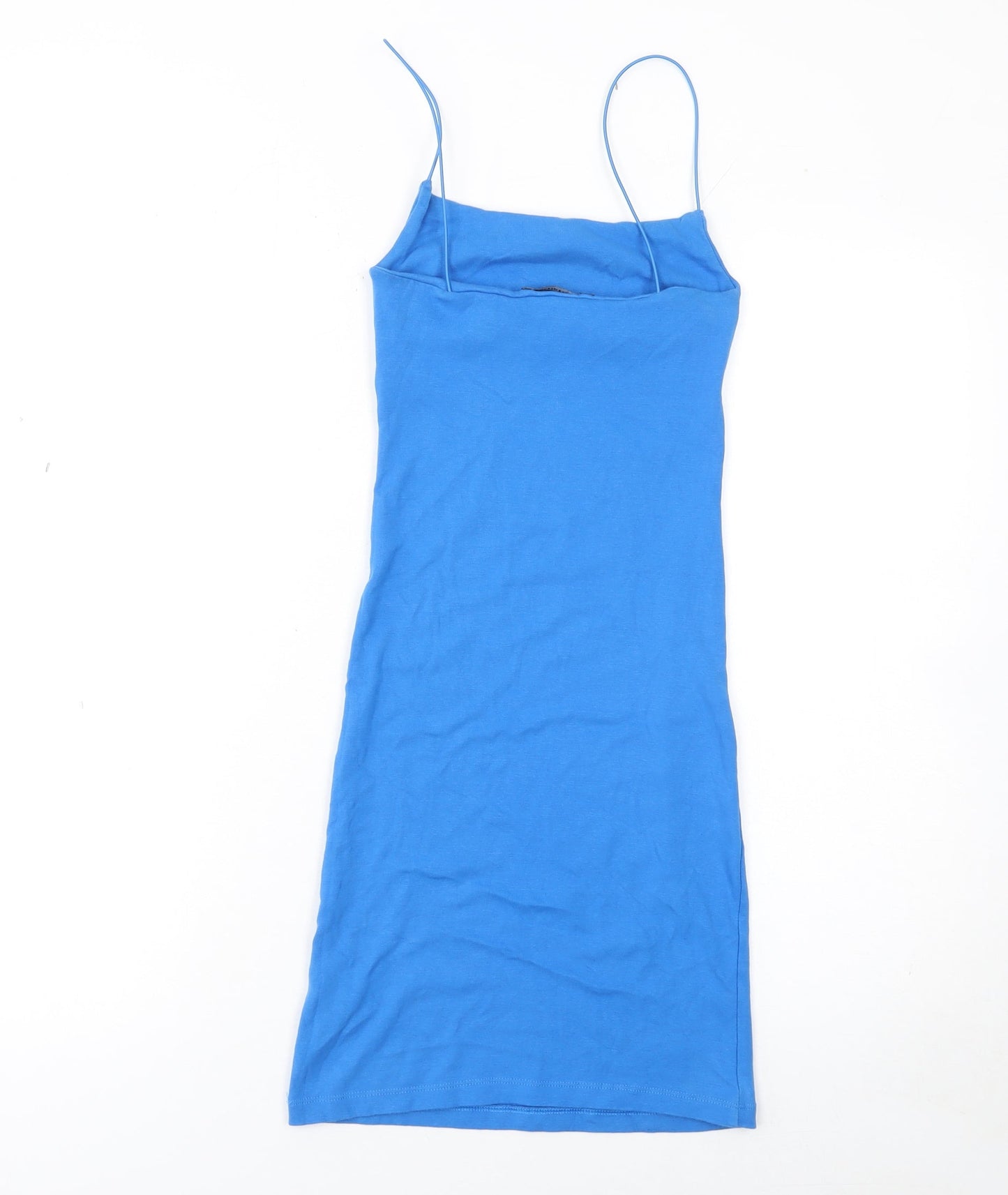 Zara Women Blue Slip Midi Dress Cotton Stretch Size S