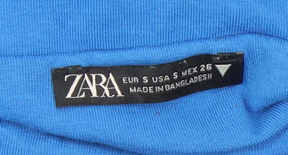 Zara Women Blue Slip Midi Dress Cotton Stretch Size S