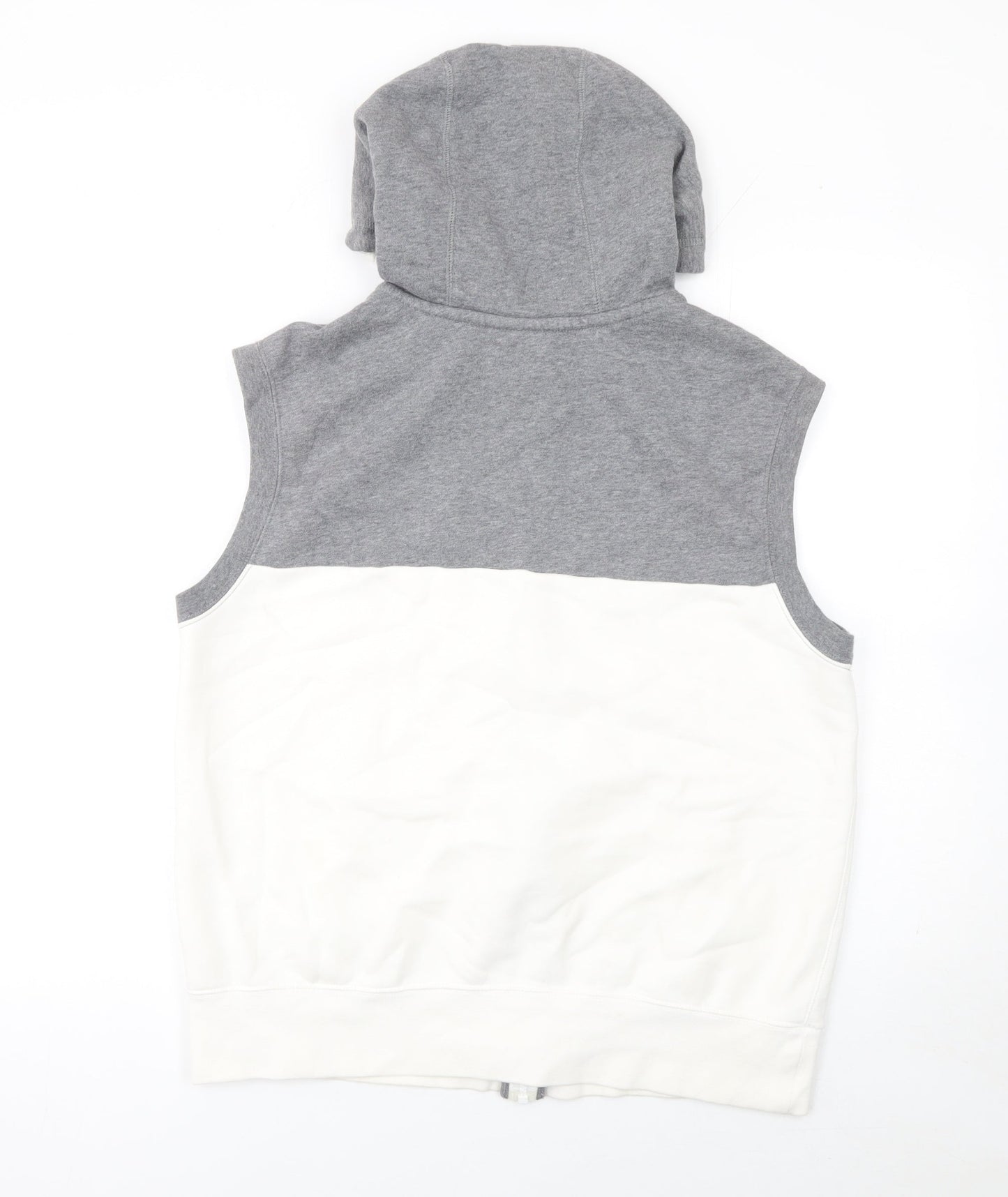 Nike Men's Grey White Sleeveless Full Zip Hoodie Vest M