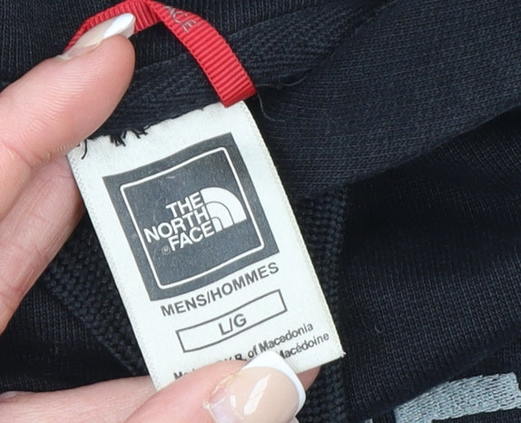 The North Face Men's Black Pullover Hoodie L 100% Cotton Embroidered Logo