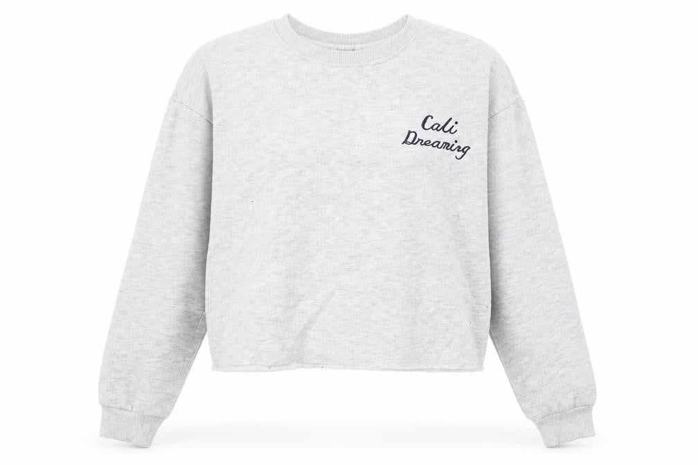 blanc ciel Women Grey Pullover Sweatshirt M Cali Dreaming Cotton Blend
