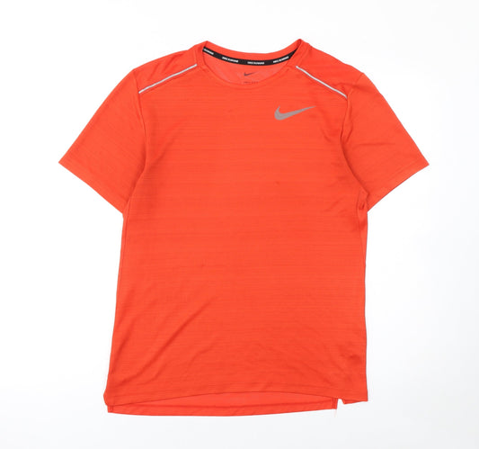 Nike Mens Orange Dri-Fit Running T-Shirt S Short Sleeve Athletic Top