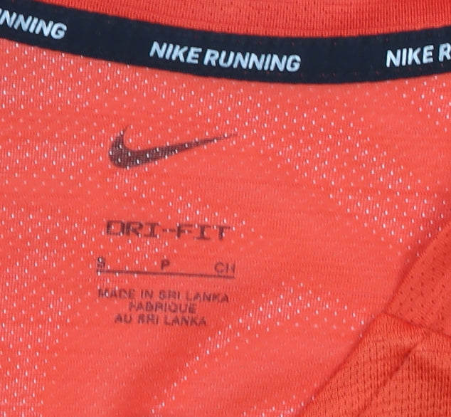 Nike Mens Orange Dri-Fit Running T-Shirt S Short Sleeve Athletic Top