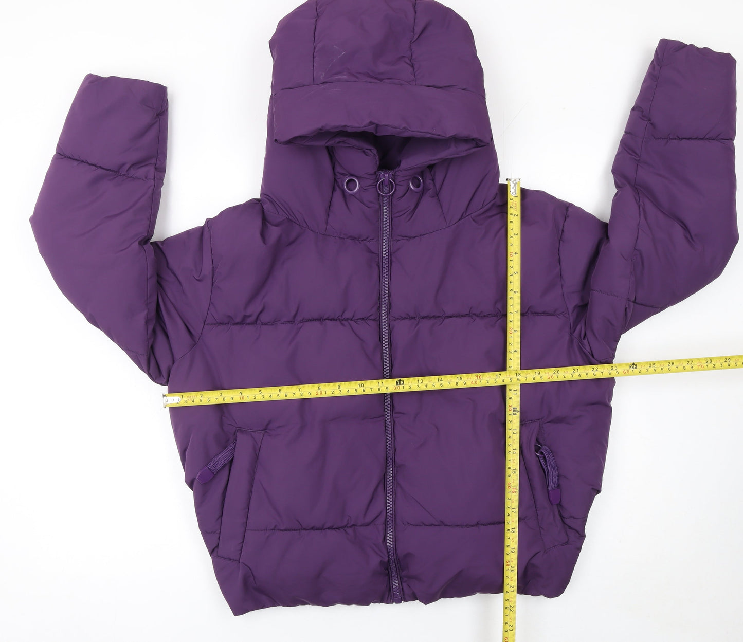 ZARA Women Purple XS Puffer Jacket Hooded Short Winter Coat