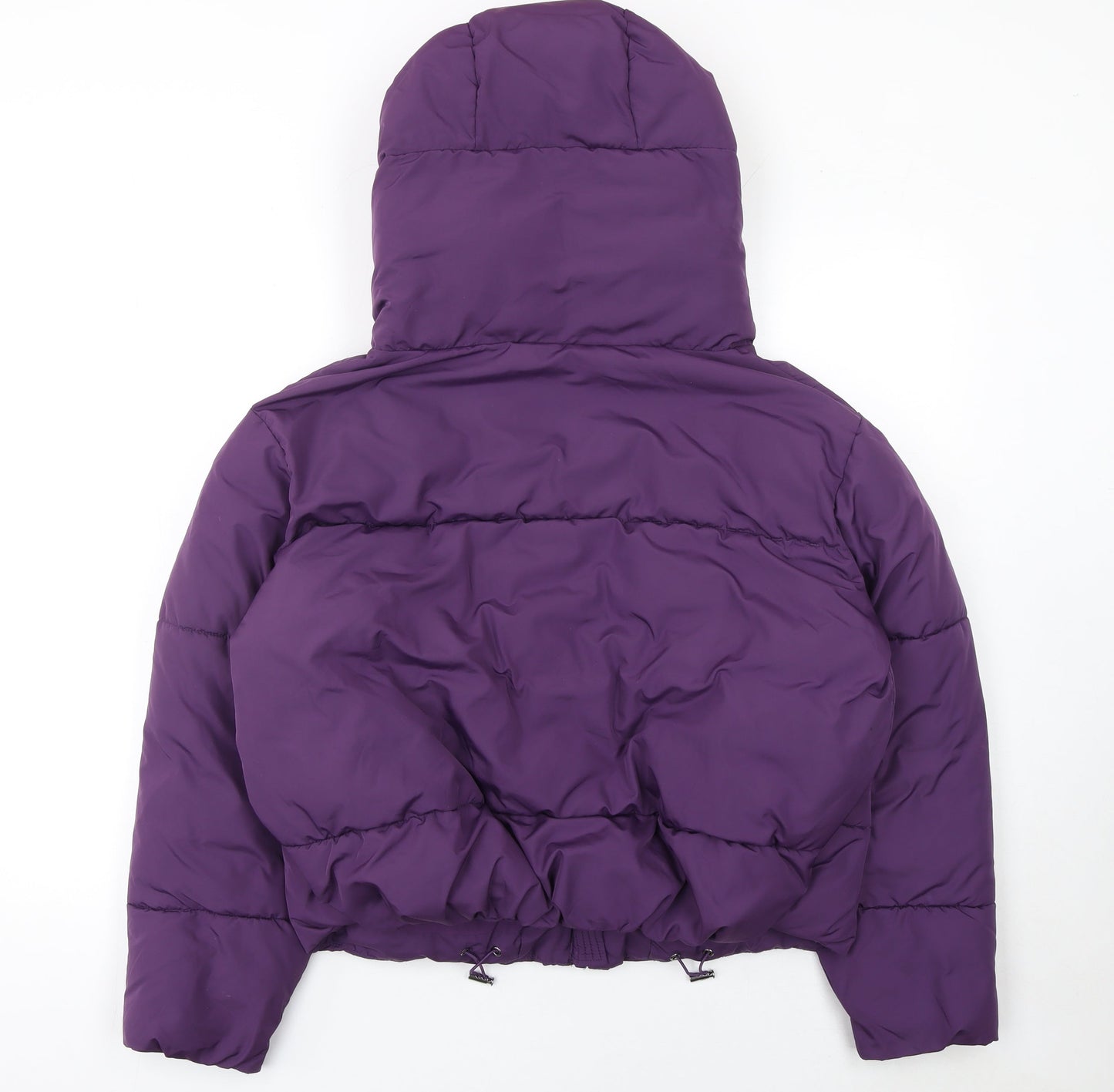 ZARA Women Purple XS Puffer Jacket Hooded Short Winter Coat