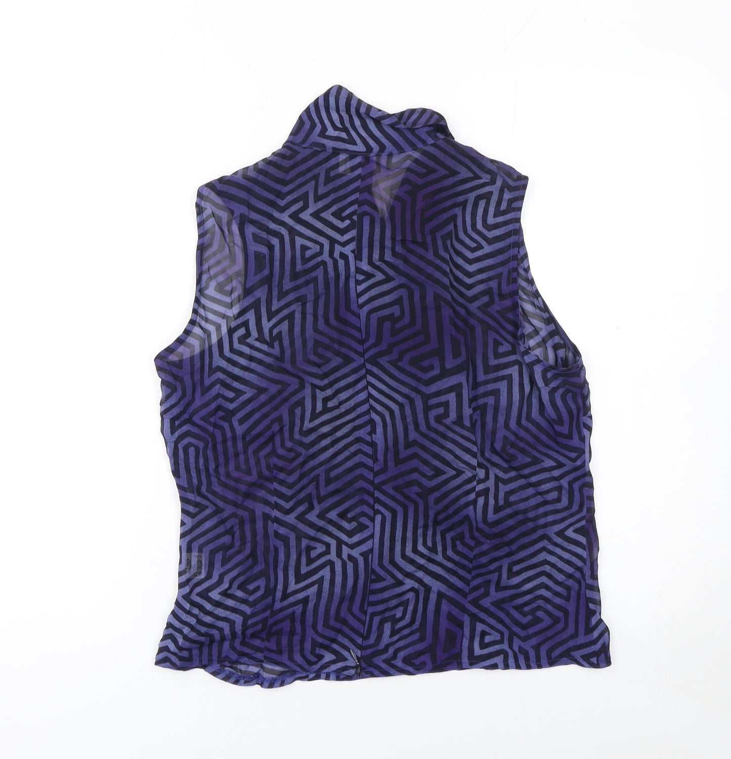 Voici Women's Purple Geometric Sleeveless Collared Blouse Size 12