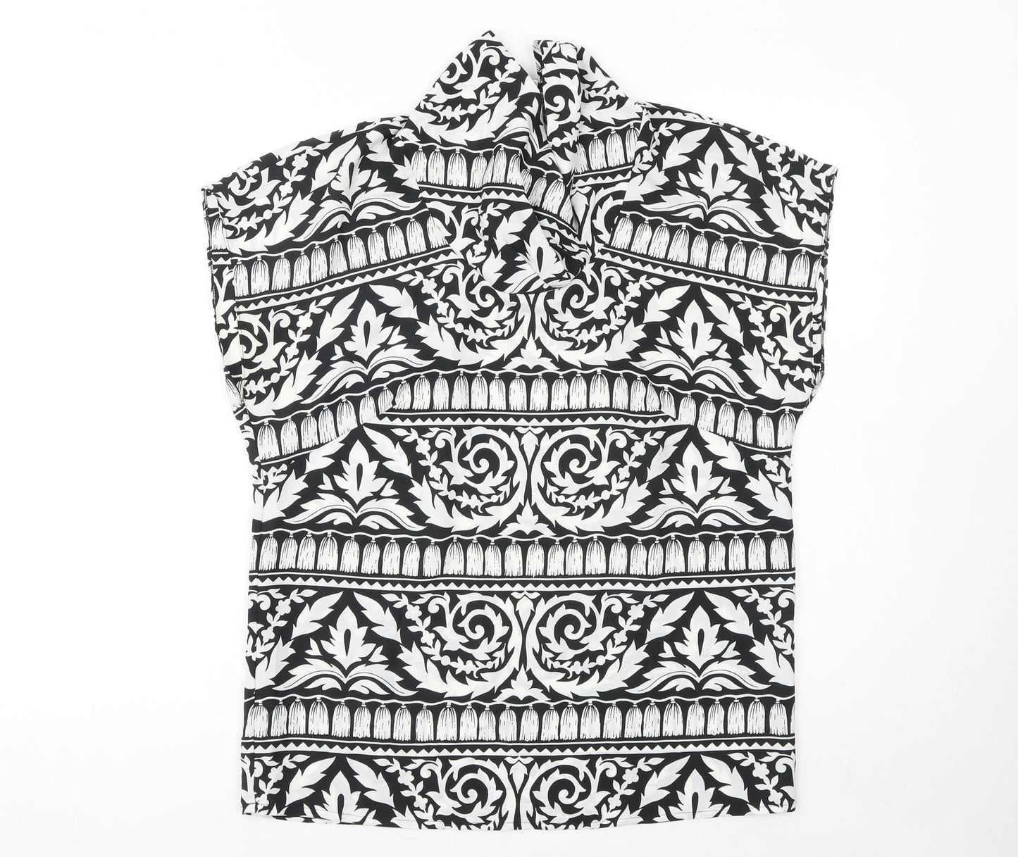 Hardob Women's Black & White High Neck Tunic Blouse Size 12