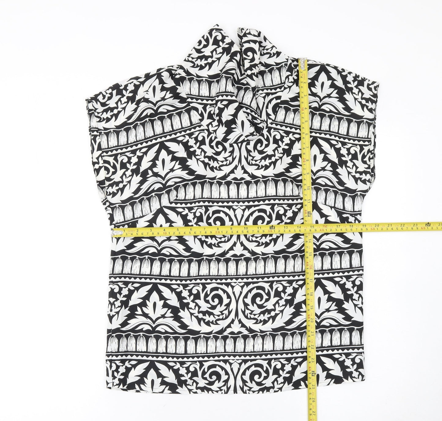 Hardob Women's Black & White High Neck Tunic Blouse Size 12