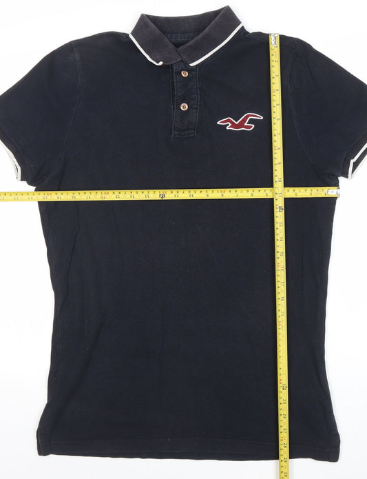 Hollister Men's Black Slim Fit Logo Polo Shirt Size XL