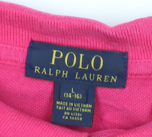 Ralph Lauren Women's Pink Cotton Polo Shirt L Classic Fit