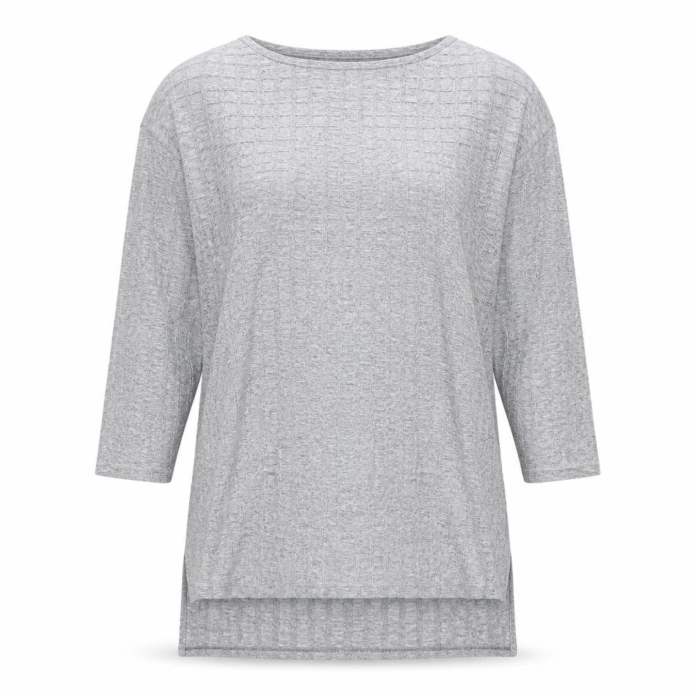 Zara Women Grey Cotton Blend 3/4 Sleeve Basic Jersey T-Shirt Size 10