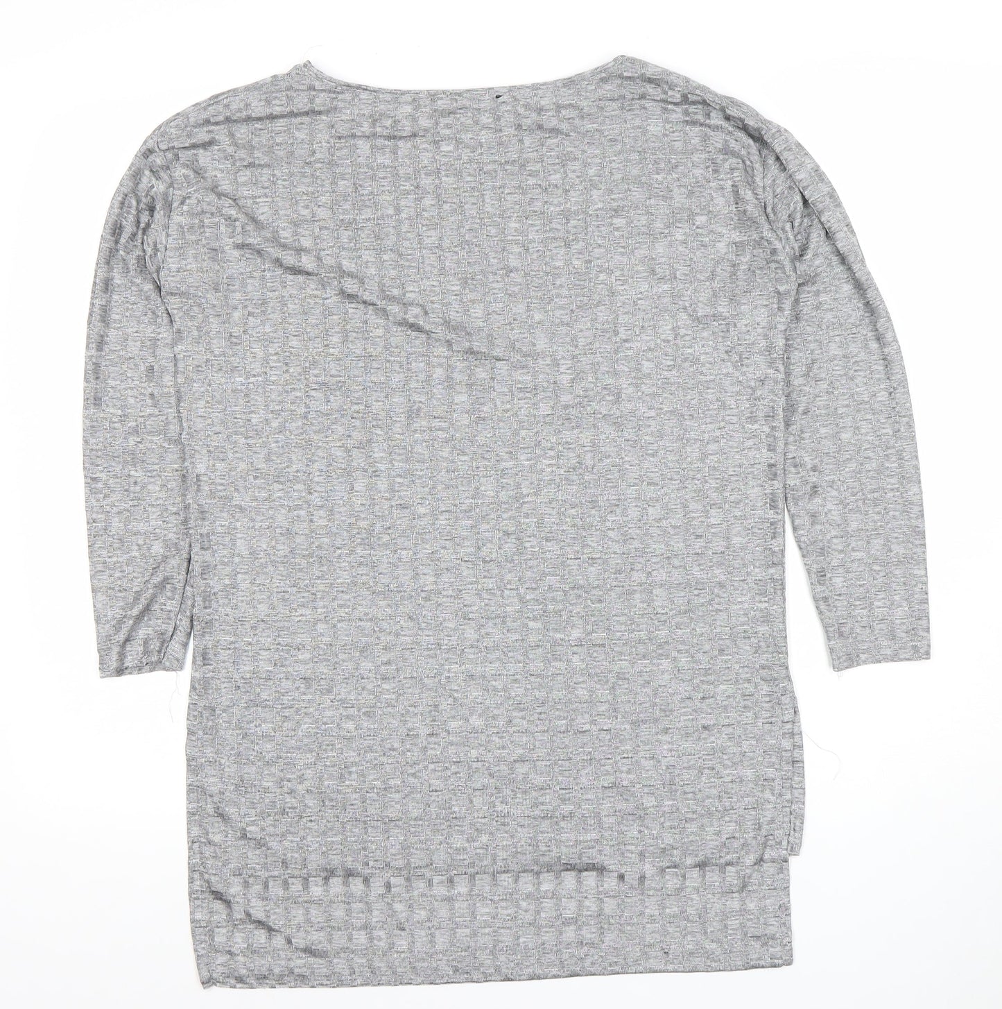 Zara Women Grey Cotton Blend 3/4 Sleeve Basic Jersey T-Shirt Size 10