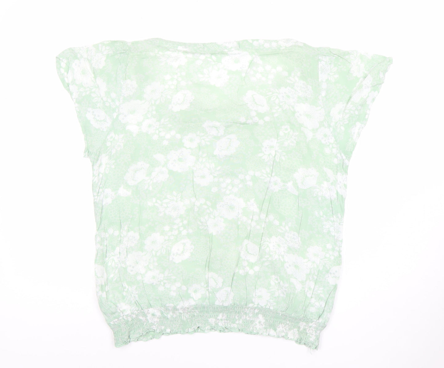 Next Women’s Green Floral Bow Blouse Size 14 Tunic Style