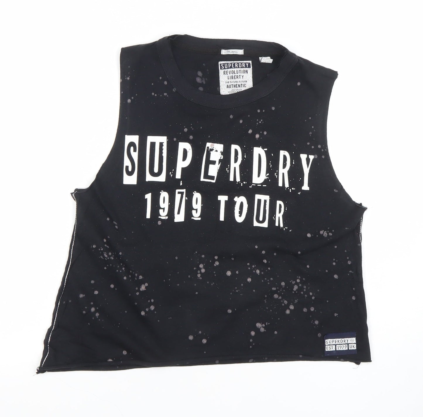 Superdry Womens Black Cropped 1979 Tour Tank Top XXS