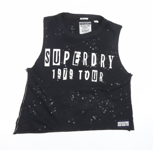 Superdry Womens Black Cropped 1979 Tour Tank Top XXS