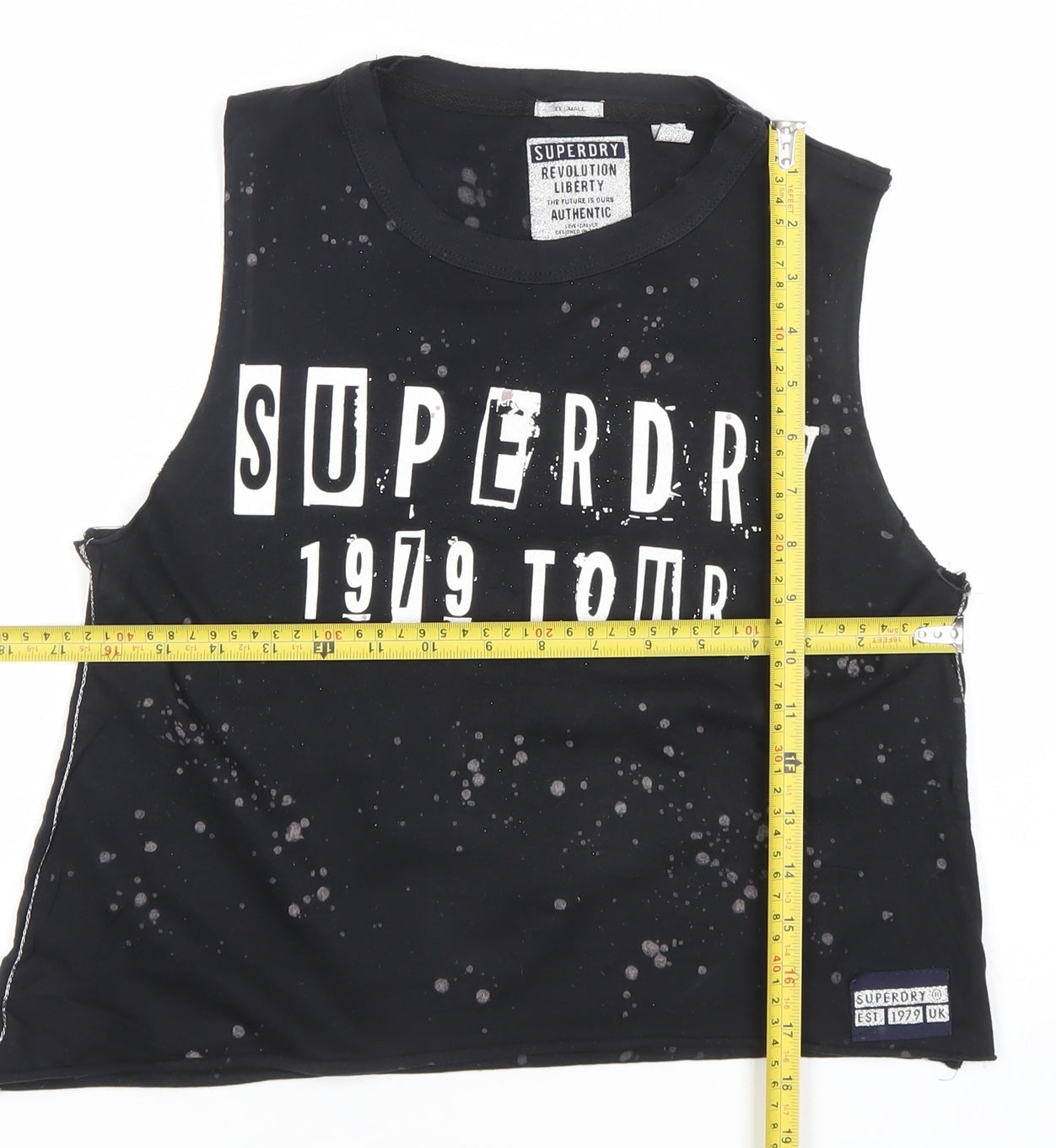 Superdry Womens Black Cropped 1979 Tour Tank Top XXS