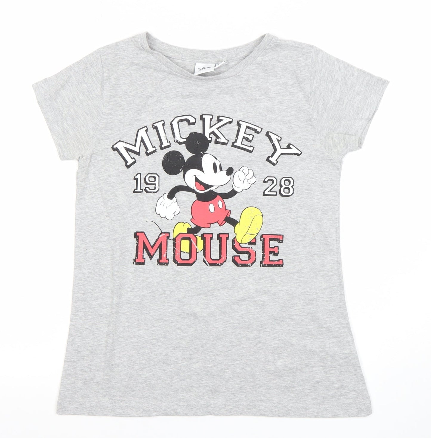 Disney Women Grey Mickey Mouse Graphic T-Shirt Size 8