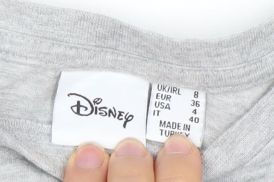 Disney Women Grey Mickey Mouse Graphic T-Shirt Size 8