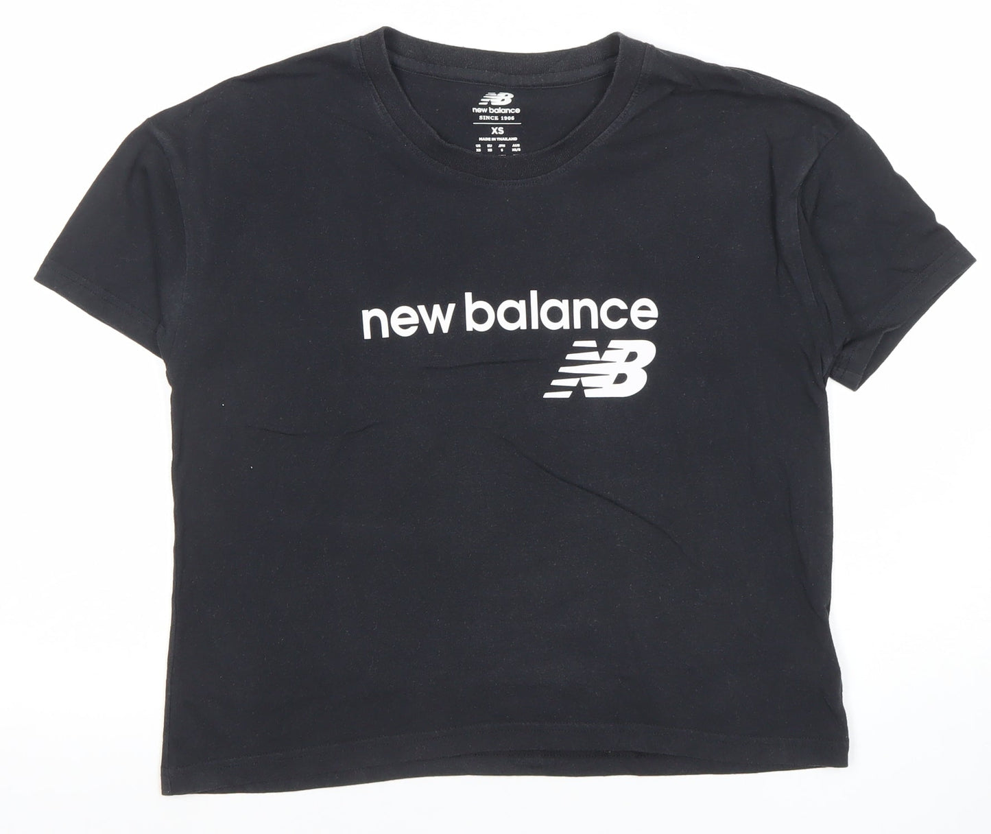 Womens UK Size XS New Balance Black Cotton Blend T-Shirt