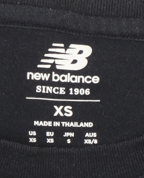 Womens UK Size XS New Balance Black Cotton Blend T-Shirt