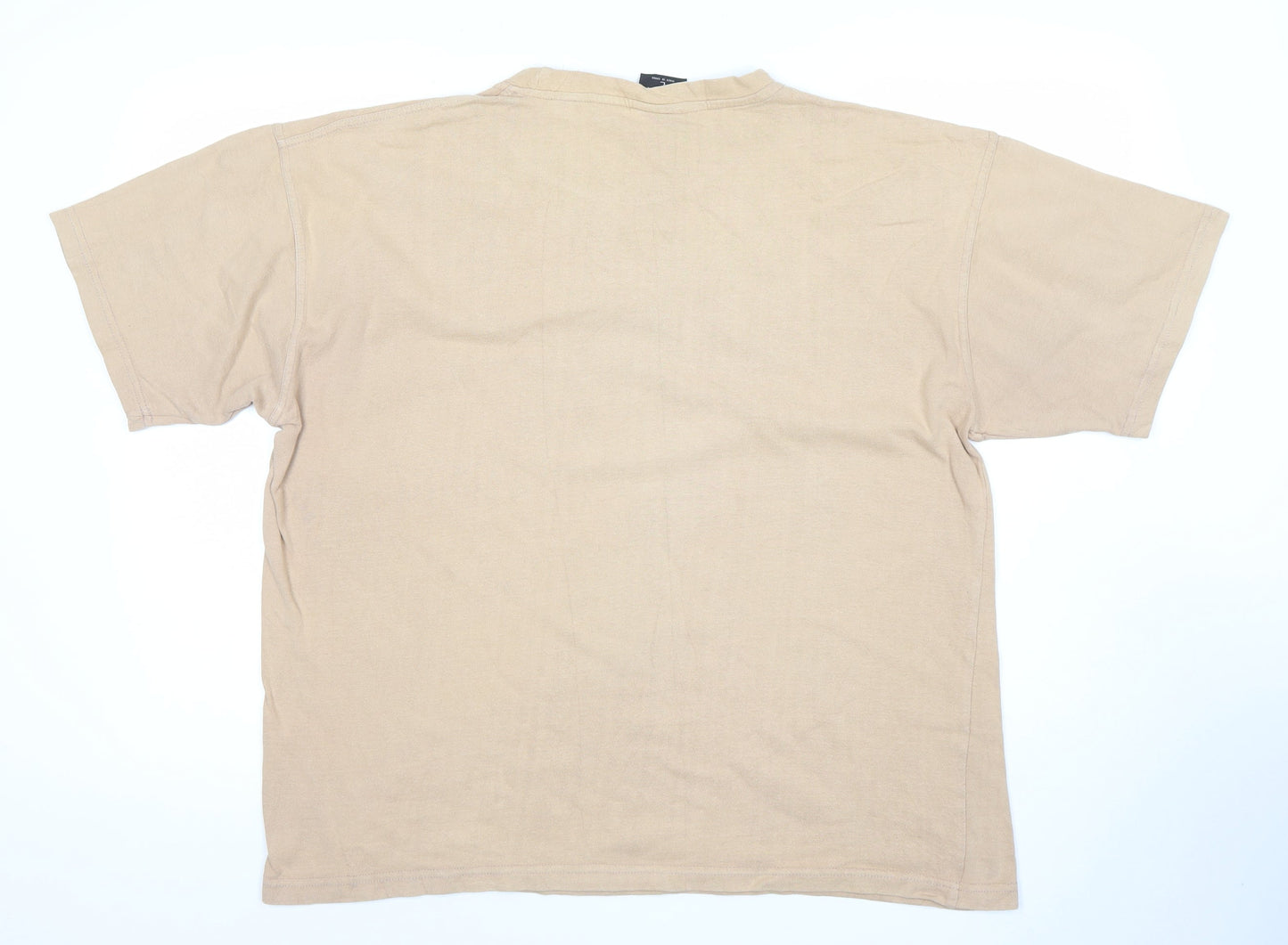 New Zealand Spirit Men's Beige Cotton Crew Neck Short Sleeve T-Shirt L
