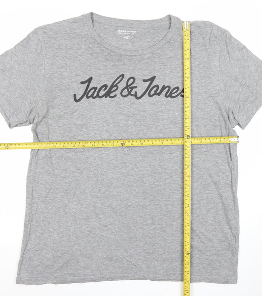 Mens UK Size XL JACK & JONES Grey  Cotton Blend T-Shirt