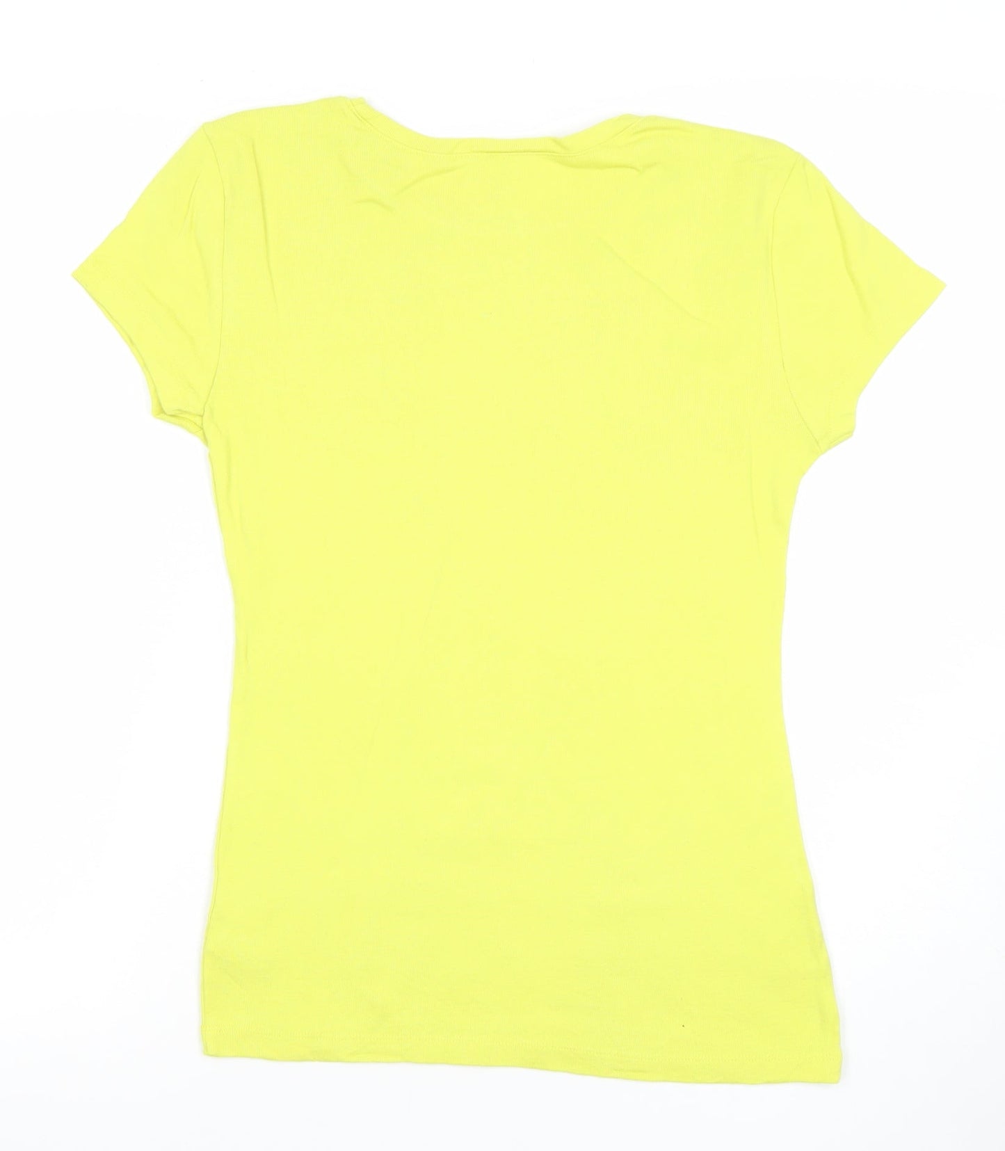Tommy Hilfiger Women Yellow Cotton Slim Fit Short Sleeve T-Shirt M