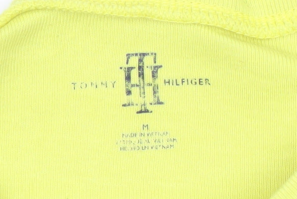 Tommy Hilfiger Women Yellow Cotton Slim Fit Short Sleeve T-Shirt M