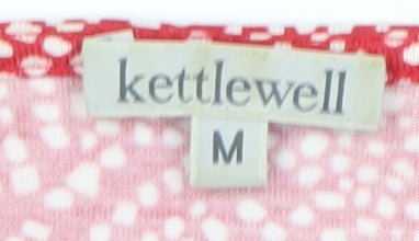 Kettlewell Womens Red Polka Dot Wrap Blouse M 3/4 Sleeve V-Neck
