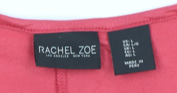 Rachel Zoe Women's Pink Wrap Blouse L Lightweight Jersey Top
