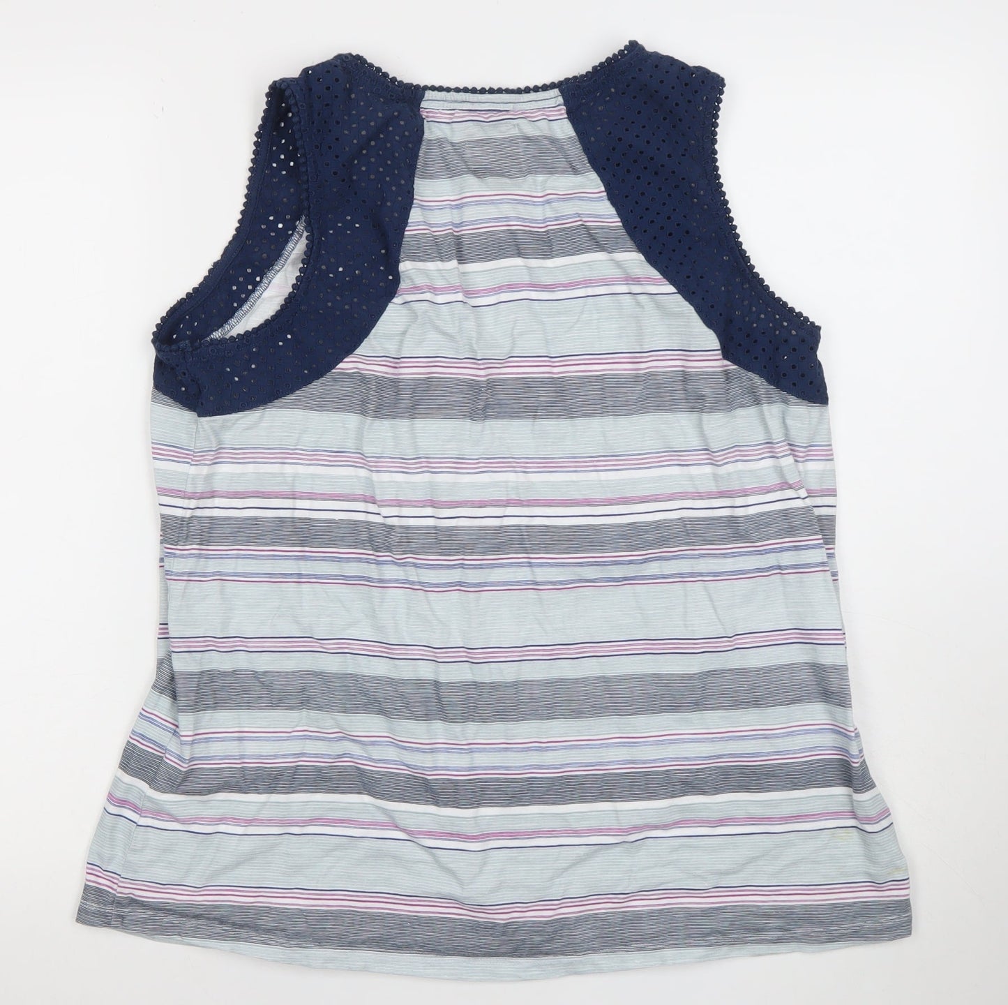 Matalan Women's Multicoloured Cotton Modal Striped Crochet Tank Top Size 18