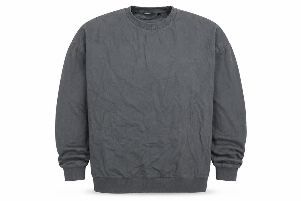 Front view of ASOS Men’s Grey Cotton Crew Neck Pullover Sweatshirt, size M