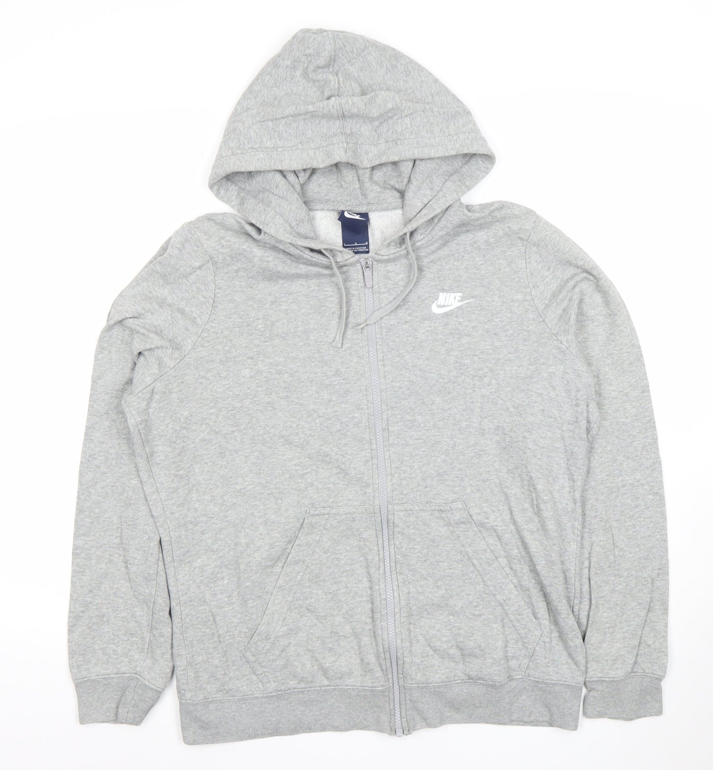 Nike Womens Grey Full Zip Hoodie L Logo Hooded Sweatshirt