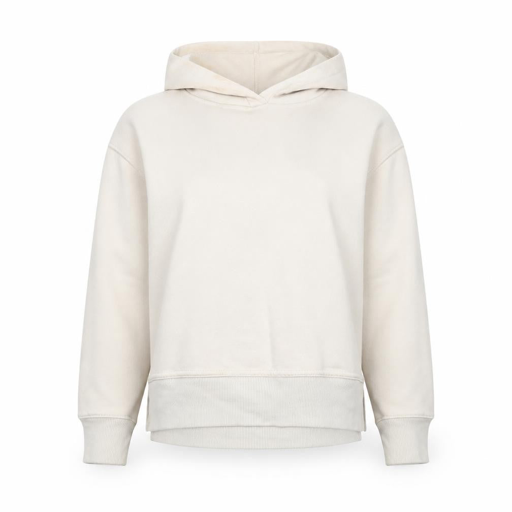 ZARA Women Beige Hooded Pullover Sweatshirt Size M Cotton Blend