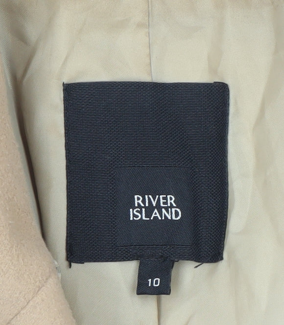 River Island Women’s Beige Wool Blend Pea Coat Size 10