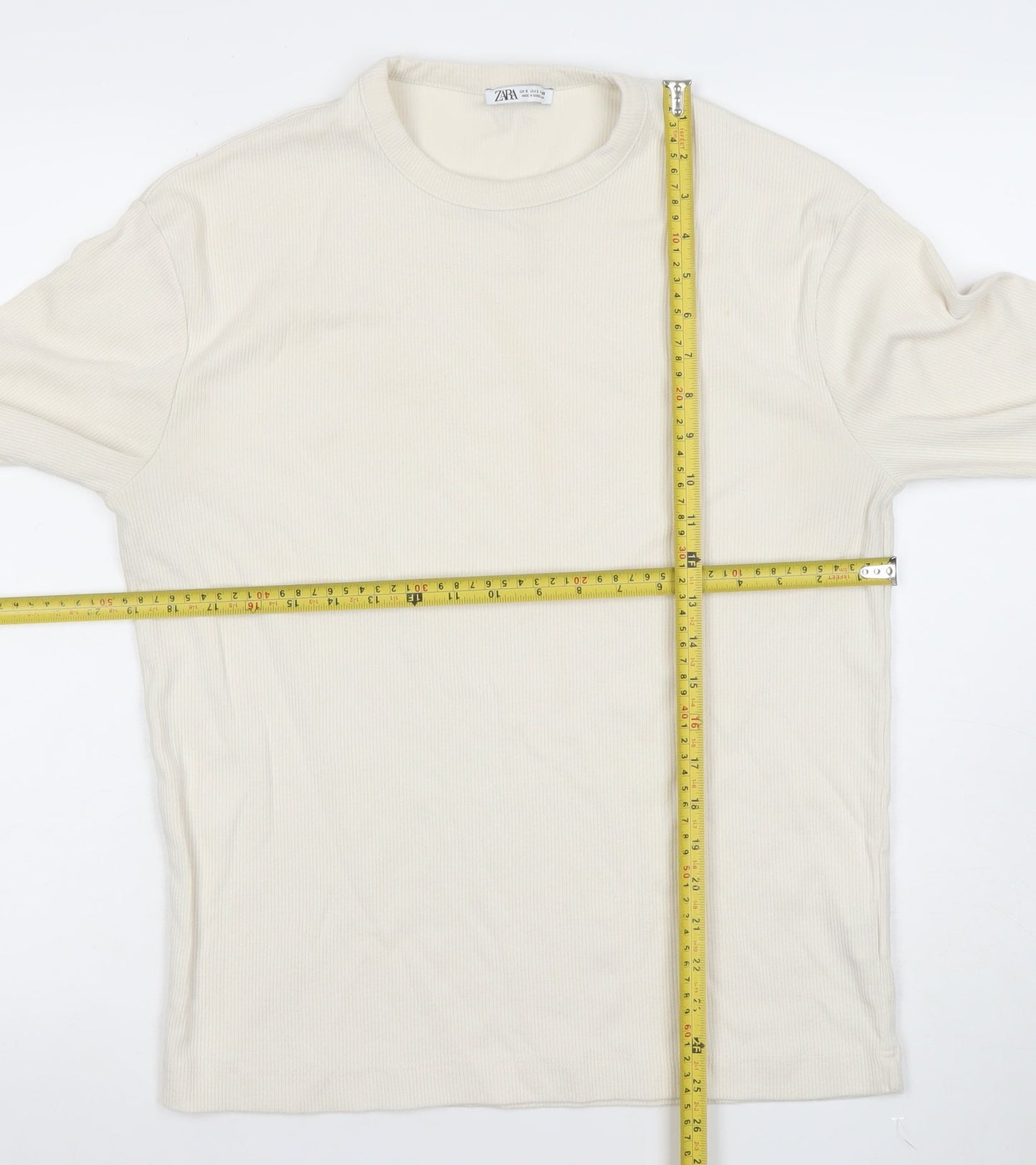 ZARA Men's Beige Long Sleeve Pullover Sweatshirt Size S
