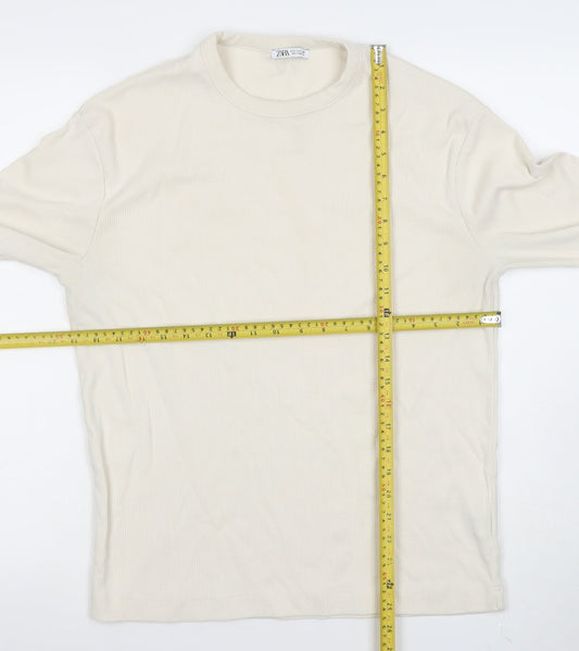 ZARA Men's Beige Long Sleeve Pullover Sweatshirt Size S