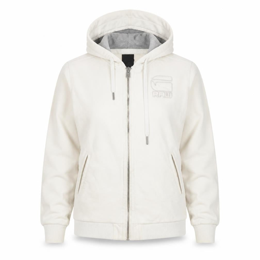 Front view of G-Star RAW Women's White Full Zip Hoodie XL 100% Cotton Casual