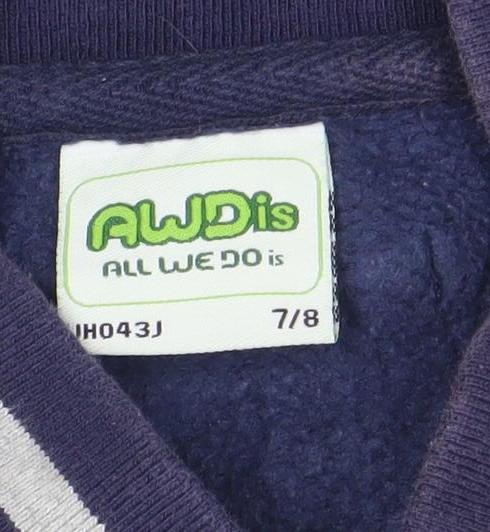 AWDis Boys Blue Varsity Jacket 7-8 Years Cotton Blend Snap Style